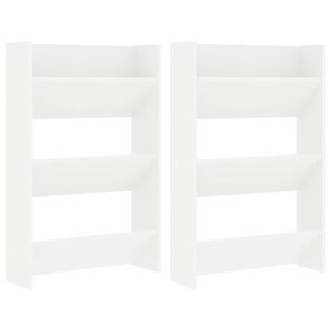 vidaXL Armoires &agrave; chaussures murales 2 pcs Blanc 60x18x90 cm Agglom&eacute;r&eacute;
