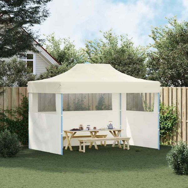 vidaXL Tente de r&eacute;ception pliable avec 3 parois 3x4 m Acier Cr&egrave;me