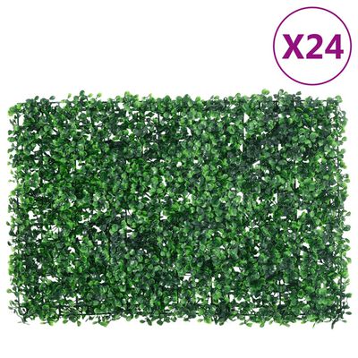  vidaXL Clôture à feuilles d'arbustes artificiels 24 pcs Vert 40x60 cm