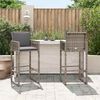 vidaXL Tabourets de bar jardin coussins lot de 2 gris résine tressée