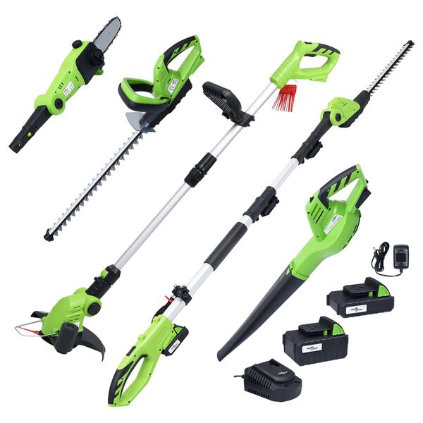 vidaXL Set d'outils &eacute;lectriques jardin sans fil 5pcs chargeur/batterie