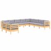vidaXL Salon de jardin 10 pcs avec coussins gris bois de pin massif