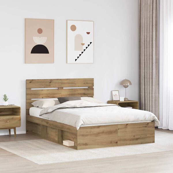 vidaXL Cadre de lit Ch&ecirc;ne artisan 150 x 200 cm Bois de pin massif