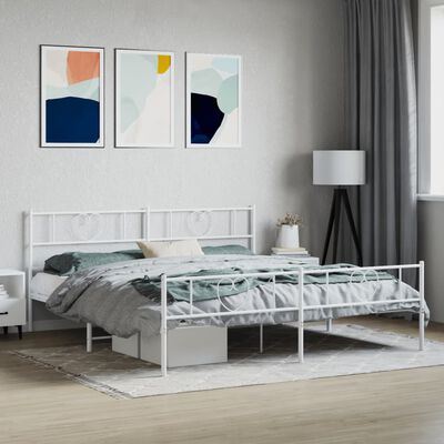 vidaXL Cadre de lit métal sans matelas et pied de lit blanc 183x213 cm