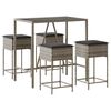 vidaXL Ensemble de bar de jardin 5 pcs avec coussins gris poly rotin