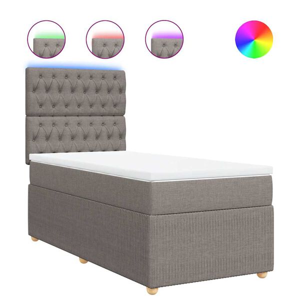vidaXL Sommier &agrave; lattes de lit avec matelas Taupe 90x190 cm Tissu