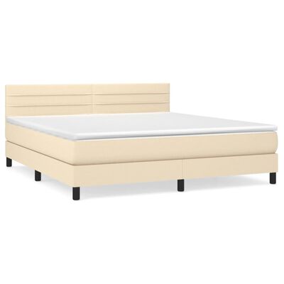 vidaXL Sommier à lattes de lit avec matelas Crème 160x200 cm Tissu