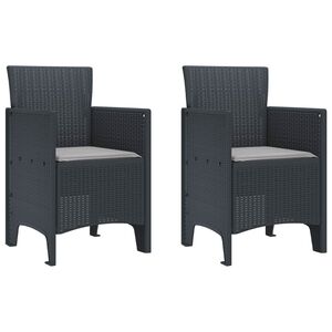 vidaXL Chaise de jardin 2 pc Anthracite Polypropyl&egrave;ne