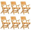 vidaXL Chaises pliantes, lot de 6, 55 x 61 x 90 cm, en bois de teck massif