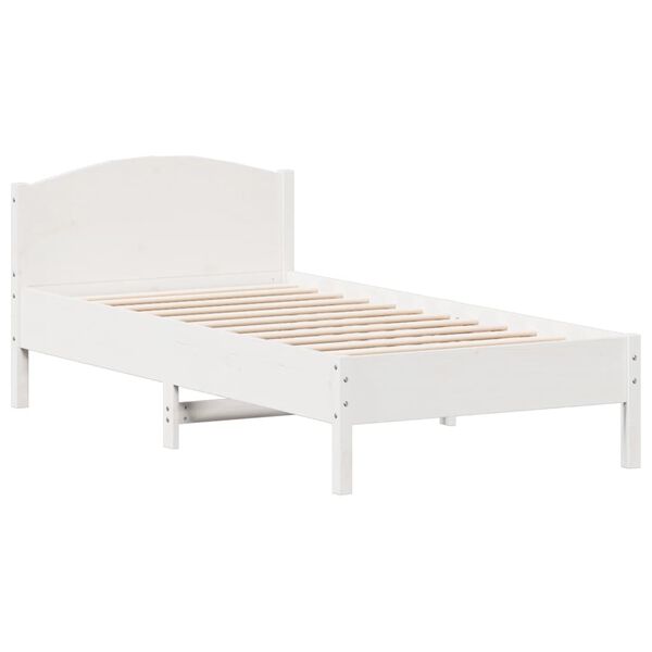 vidaXL Cadre de lit sans matelas blanc 75x190 cm bois de pin massif