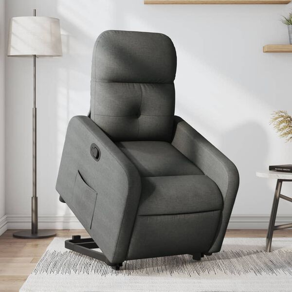 vidaXL Fauteuil inclinable Gris fonc&eacute; Tissu