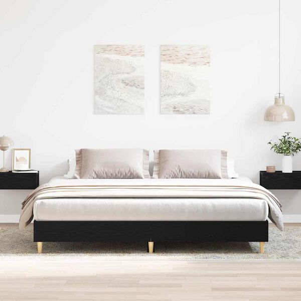 vidaXL Cadre de lit Ch&ecirc;ne noir 203 x 203 x 25 cm Bois d'ing&eacute;nierie