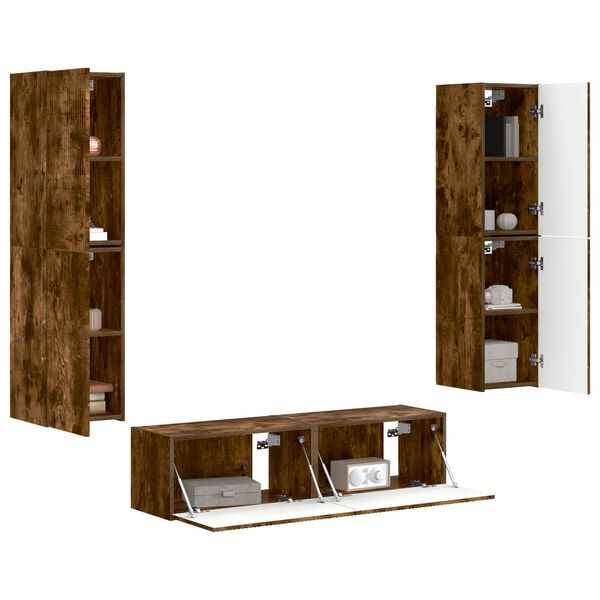 vidaXL Ensemble meuble TV 6 pcs Ch&ecirc;ne fum&eacute; Bois d'ing&eacute;nierie
