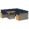 vidaXL Salon de jardin avec coussins 9 pcs gris r&eacute;sine tress&eacute;e acacia