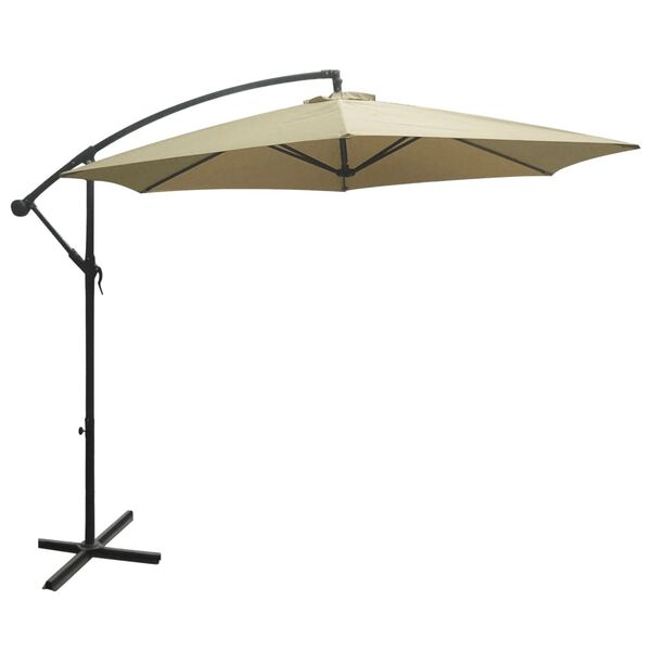 HI Parasol de jardin en porte-&agrave;-faux beige 3 m UV50+