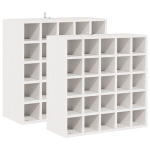 vidaXL &Eacute;tag&egrave;re &agrave; vin 2 pi&egrave;ces Blanc 56 x 25 x 56 cm Pin massif