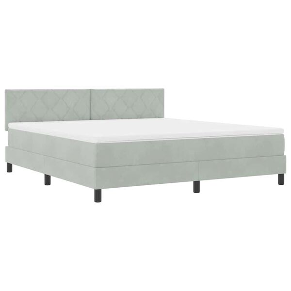 vidaXL Lit &agrave; ressort LED avec matelas Gris clair 180 x 200 cm Velours