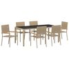 vidaXL Ensemble de salle &agrave; manger pour jardin 7 pc Beige polyrotin