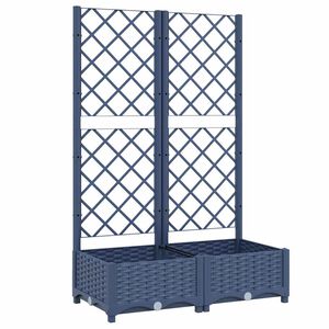 vidaXL Jardini&egrave;re de jardin avec treillis Bleu Gris 80x40x121,5 cm PP