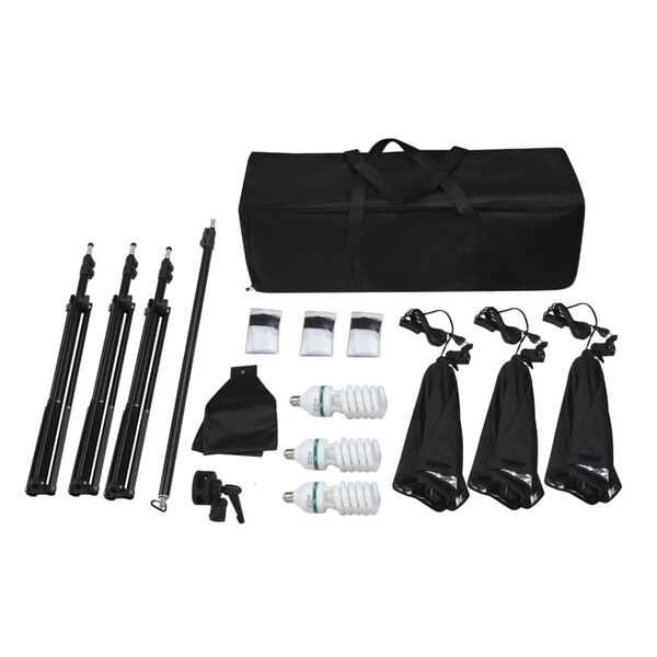 vidaXL Kit de studio photo avec bo&icirc;tes &agrave; lumi&egrave;re et toile de fond