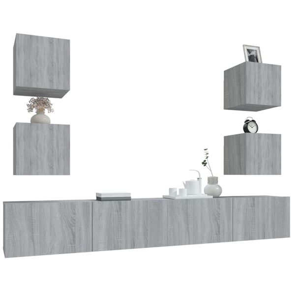 vidaXL Ensemble de meubles TV 6 pcs Sonoma gris Bois d'ing&eacute;nierie