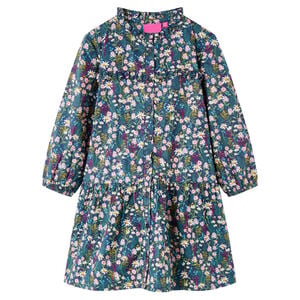 Robe pour enfants &agrave; manches longues bleu fonc&eacute; 92
