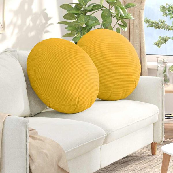 vidaXL Coussins de si&egrave;ge 2 pcs Jaune clair &Oslash; 80 cm