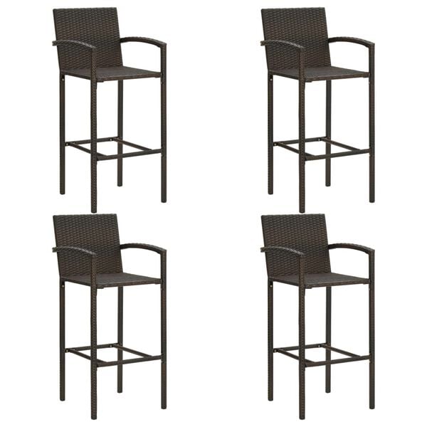 vidaXL Ensemble de bar d'extérieur 5 pcs accoudoir Poly rotin Marron