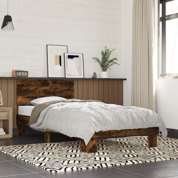 vidaXL Cadre de lit sans matelas ch&ecirc;ne fum&eacute; 90x200 cm