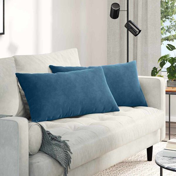 vidaXL Coussins de canap&eacute; 2 pcs Bleu 80 x 40 cm