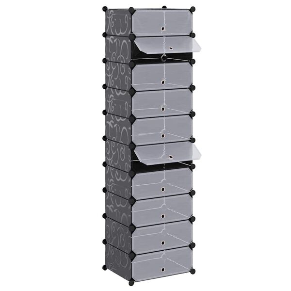 vidaXL Armoire &agrave; chaussures avec 10 compartiments Noir