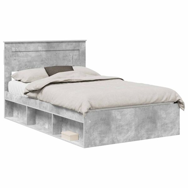 vidaXL Cadre de lit B&eacute;ton 120 x 190 cm Bois de pin massif