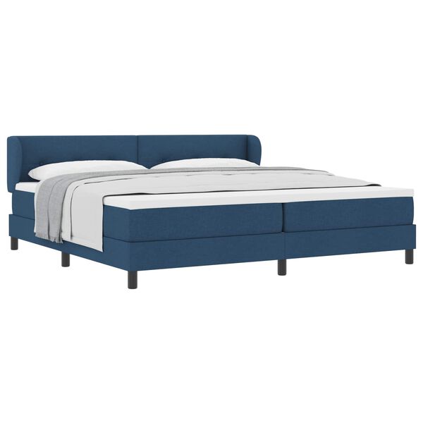 vidaXL Lit &agrave; ressorts avec matelas Bleu 200 x 200 cm tissu