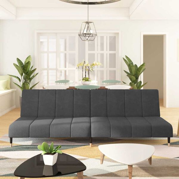 vidaXL Canap&eacute;-lit &agrave; 2 places gris fonc&eacute; velours