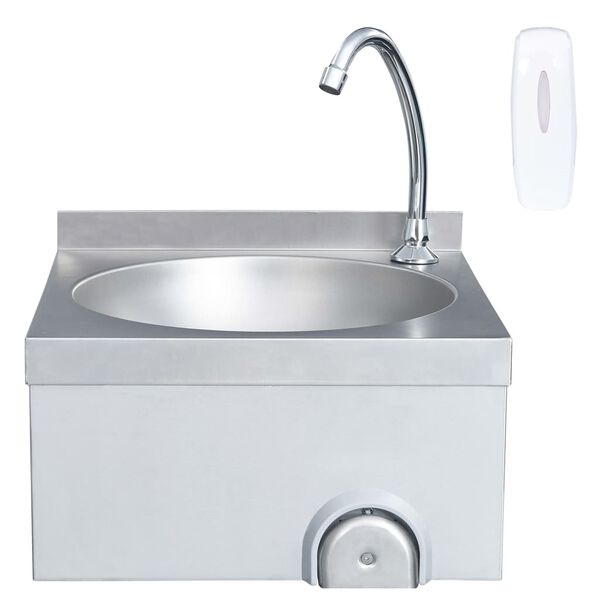 vidaXL Lavabo de lavage avec robinet et distributeur de savon Inox