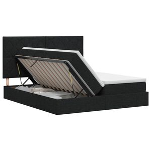 vidaXL Lit de Rangement avec t&ecirc;te de lit Noir 200 x 200 cm Tissu