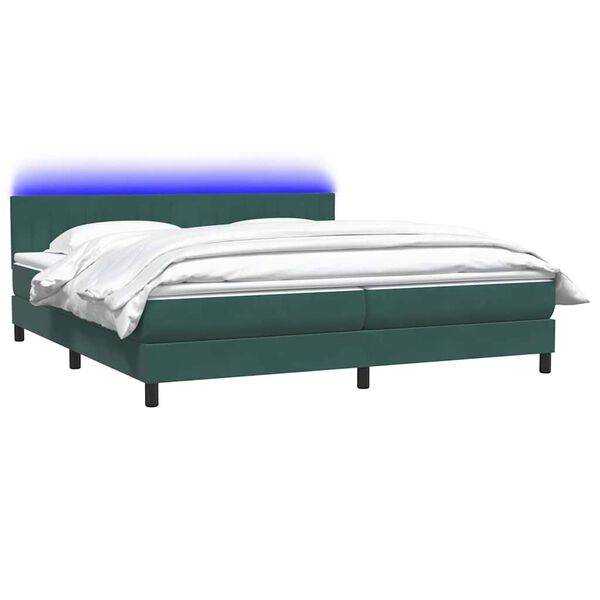 vidaXL Sommier à lattes de lit et matelas et LED vert foncé 200x210cm velours