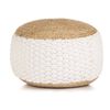 vidaXL Pouf tiss&eacute;/tricot&eacute; Jute Coton 50 x 35 cm Blanc