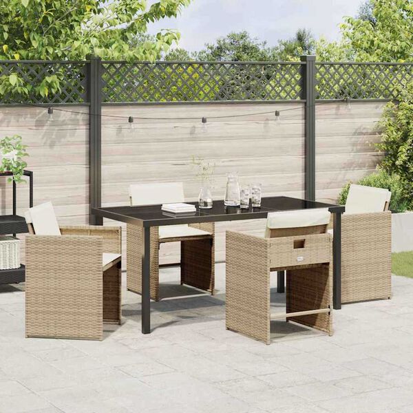 vidaXL Ensemble de salle &agrave; manger pour jardin 5 pcs Beige polyrotin