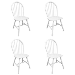 vidaXL Chaises &agrave; manger lot de 4 blanc bois d'h&eacute;v&eacute;a solide