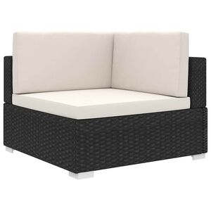 vidaXL Chaise d'angle 1 pc et coussins R&eacute;sine tress&eacute;e Noir