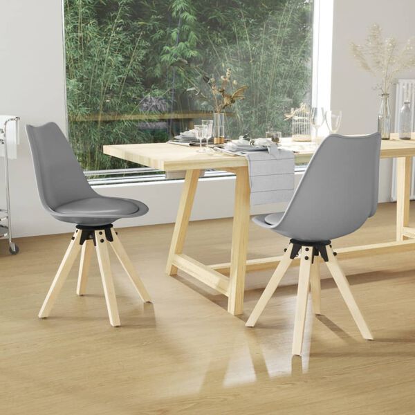 vidaXL Chaises &agrave; manger pivotantes lot de 2 gris PP