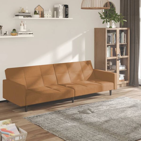 vidaXL Canap&eacute;-lit &agrave; 2 places Taupe Microfibre