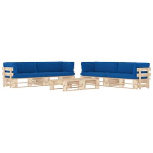 vidaXL Salon de jardin palette 6pcs avec coussins Bois de pin impr&eacute;gn&eacute;
