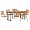 vidaXL Ensemble de salle &agrave; manger pour jardin 7 pcs Beige et Marron