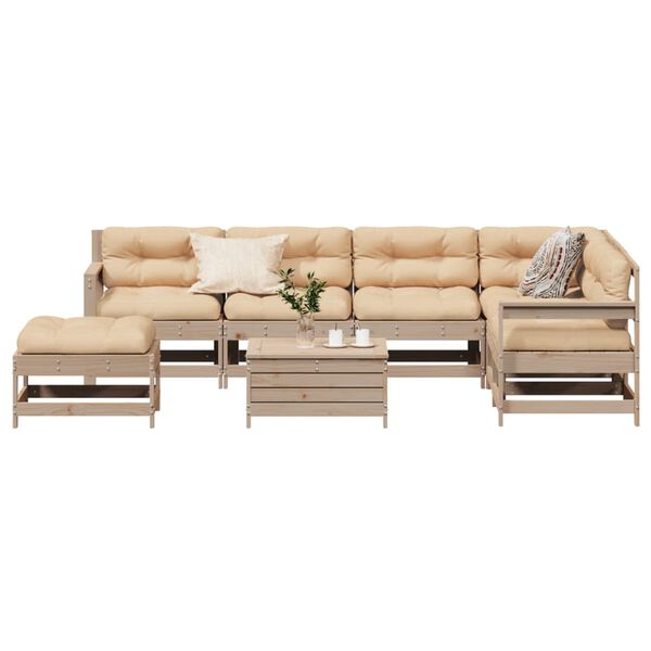 vidaXL Salon de jardin 8 pcs avec coussins Bois de pin massif
