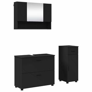 vidaXL Ensemble de mobilier de salle de bain 3 pc Noir