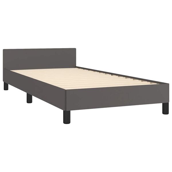 vidaXL Cadre de lit avec t&ecirc;te de lit sans matelas gris 90x190 cm