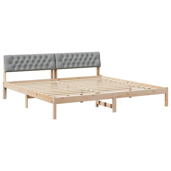 vidaXL Cadre de lit avec t&ecirc;te de lit Marron et gris clair 200 x 200 cm