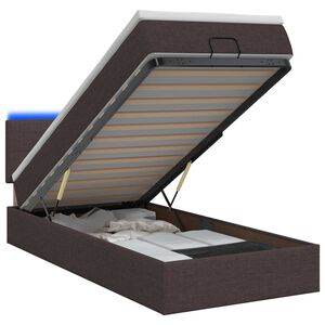 vidaXL Lit coffre avec matelas et LED Marron fonc&eacute; 100 x 200 cm Tissu